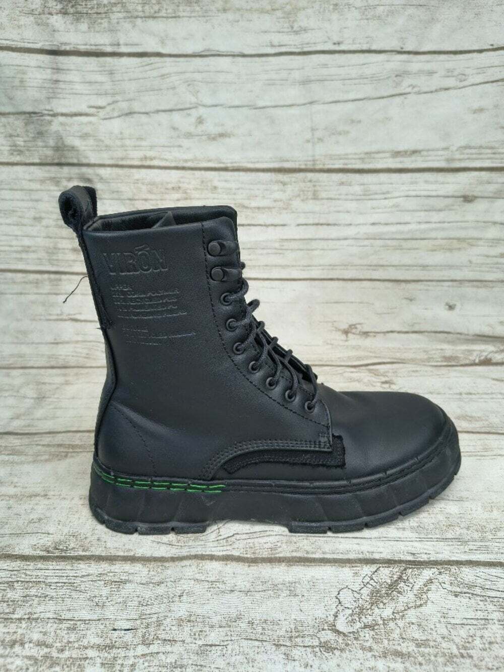 Viron Black Vegan Leather Buckle Ankle Boots Size 39